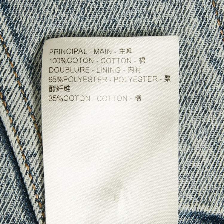 Pre Owned Louis Vuitton Blue Velvet Accent Denim Jacket S