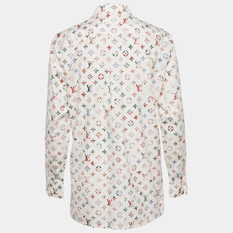 مملوكة مسبقًا Louis Vuitton White/Multicolor LV Monogram Print Cotton Shirt S