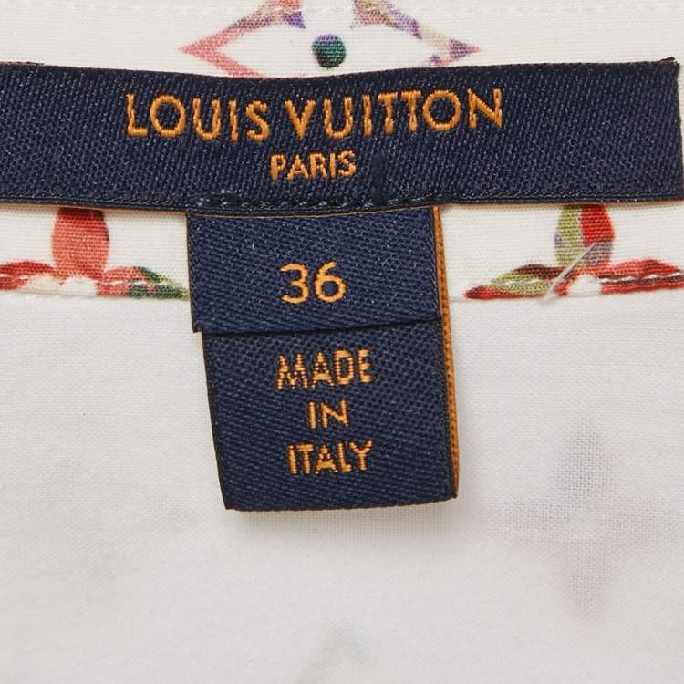 مملوكة مسبقًا Louis Vuitton White/Multicolor LV Monogram Print Cotton Shirt S