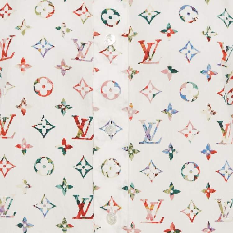 مملوكة مسبقًا Louis Vuitton White/Multicolor LV Monogram Print Cotton Shirt S