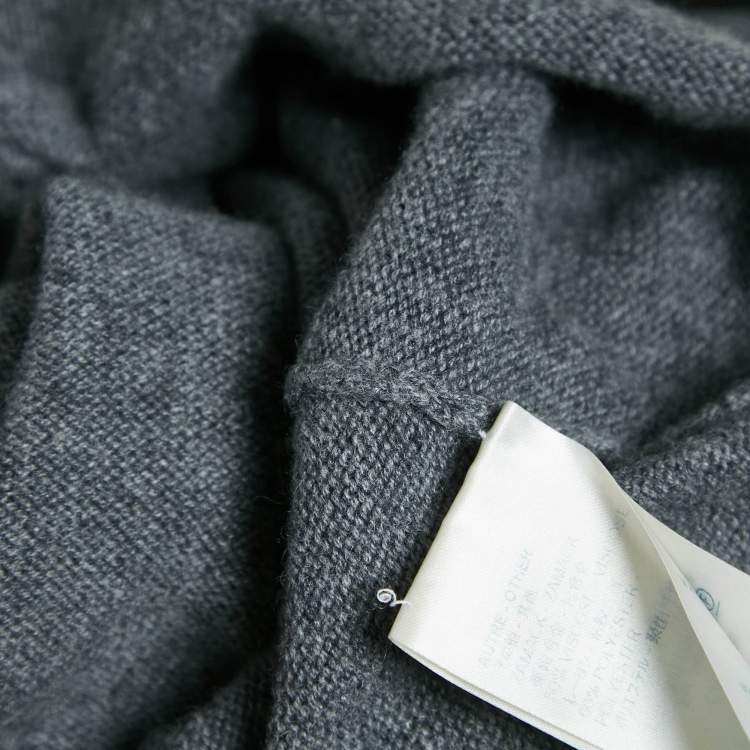 Pre Owned Louis Vuitton Grey Cashmere Patch Detail Sweater M
