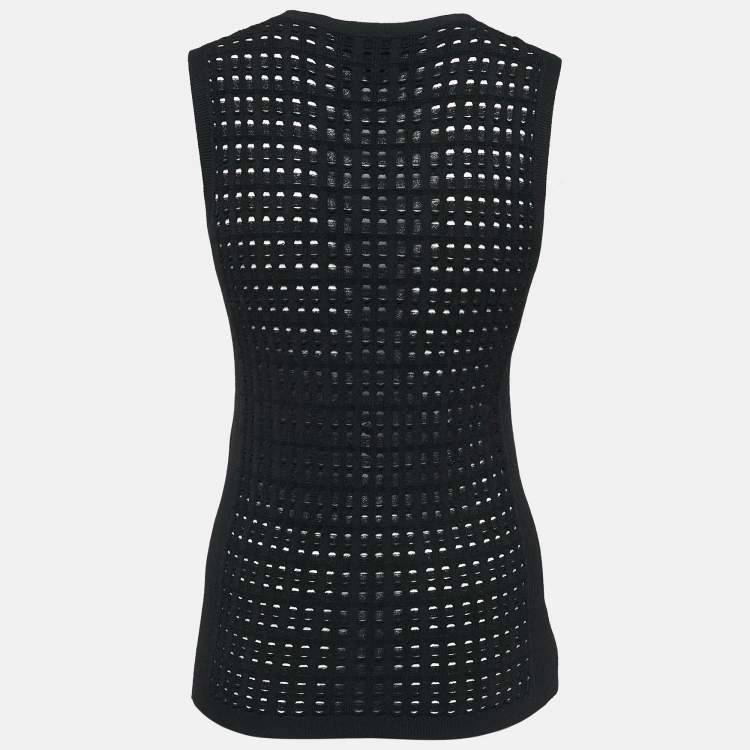 Pre Owned Louis Vuitton Black Sequin Embellished Knit Sleeveless Top M