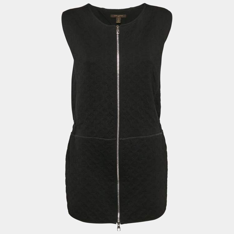 Pre Owned Louis Vuitton Black Logo Patten Jersey Zip-Up Mini Dress M