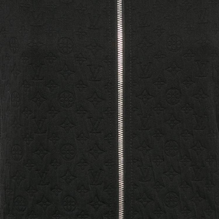 Pre Owned Louis Vuitton Black Logo Patten Jersey Zip-Up Mini Dress M