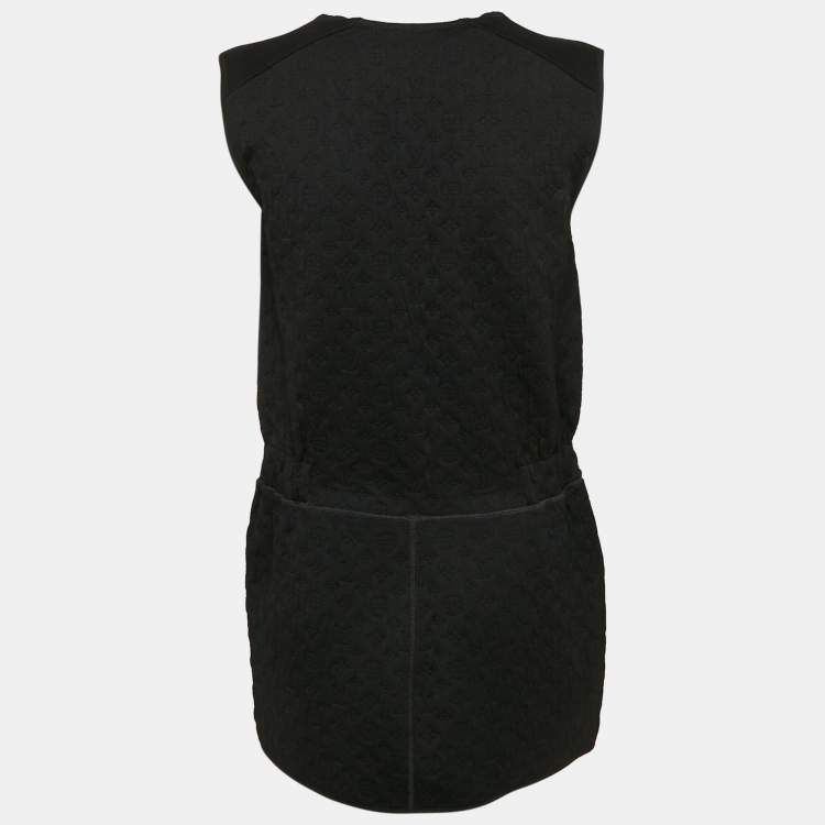 Pre Owned Louis Vuitton Black Logo Patten Jersey Zip-Up Mini Dress M