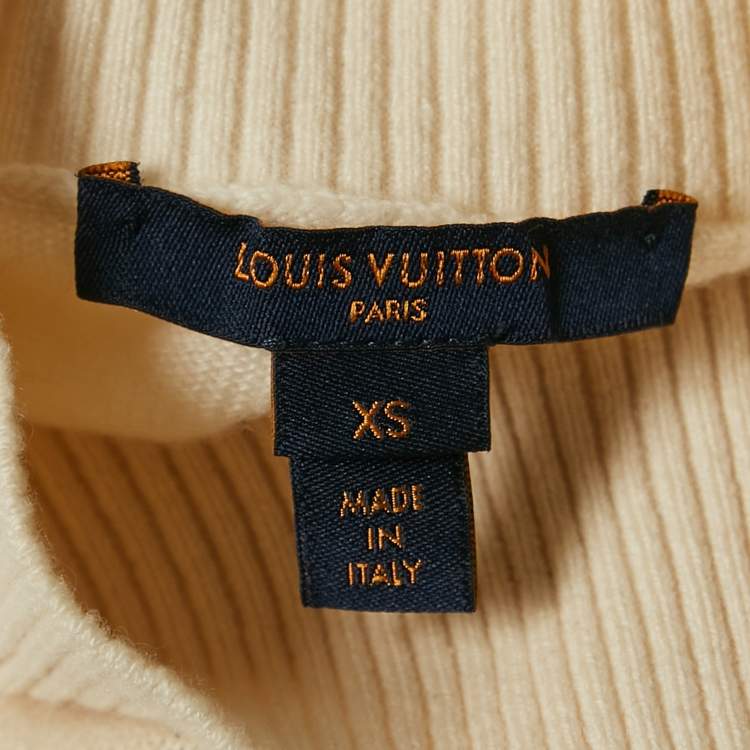 Pre Owned Louis Vuitton Cream Cashmere High Neck Sweater XS