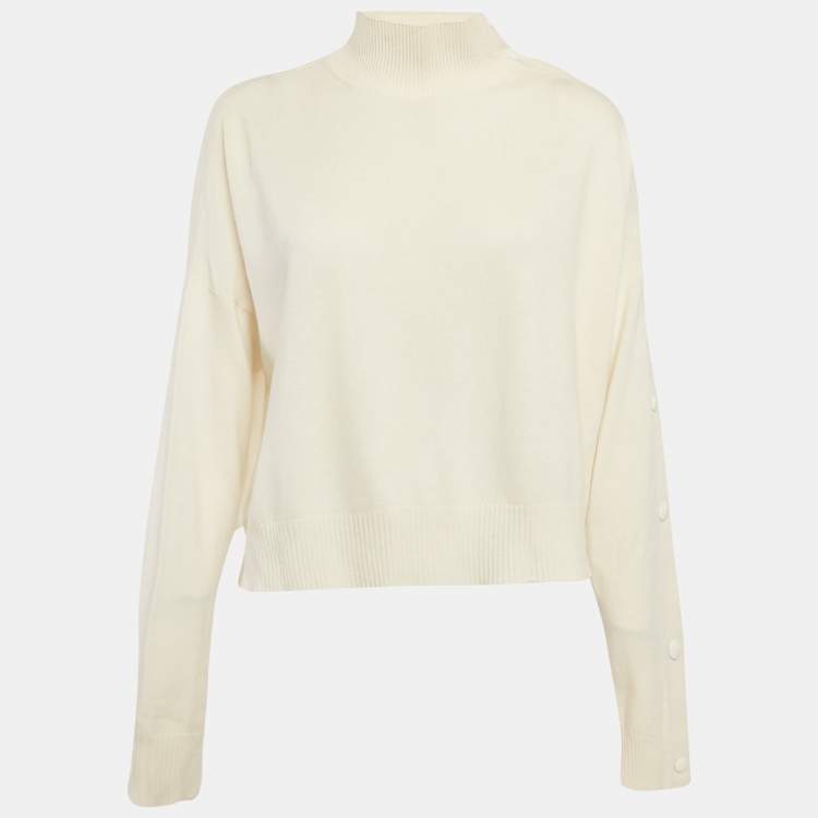 Pre Owned Louis Vuitton Cream Cashmere High Neck Sweater XS