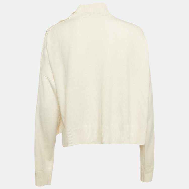 Pre Owned Louis Vuitton Cream Cashmere High Neck Sweater XS
