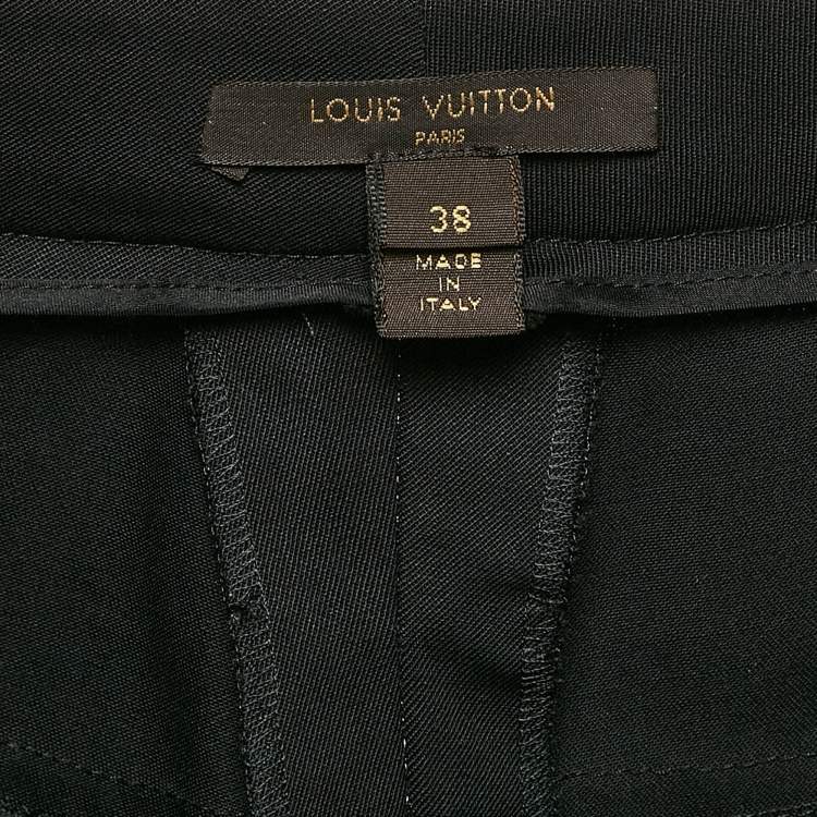 Pre Owned Louis Vuitton Black Wool Zip Detail Trousers M