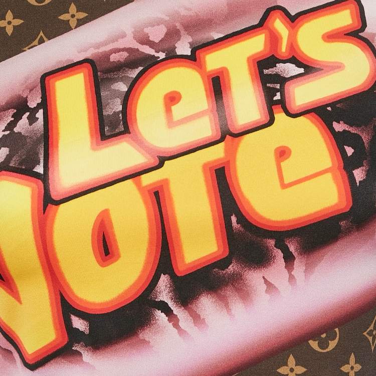 Pre Owned Louis Vuitton Brown Monogram Graphic Print Jersey Top XS