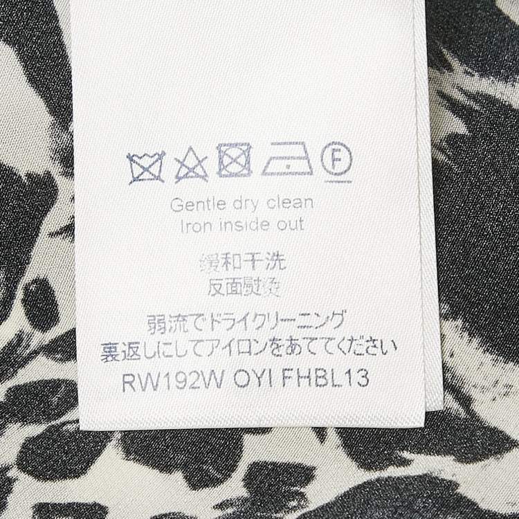 Pre Owned Louis Vuitton Black/White Printed Silk Metal Neck Detail Top M