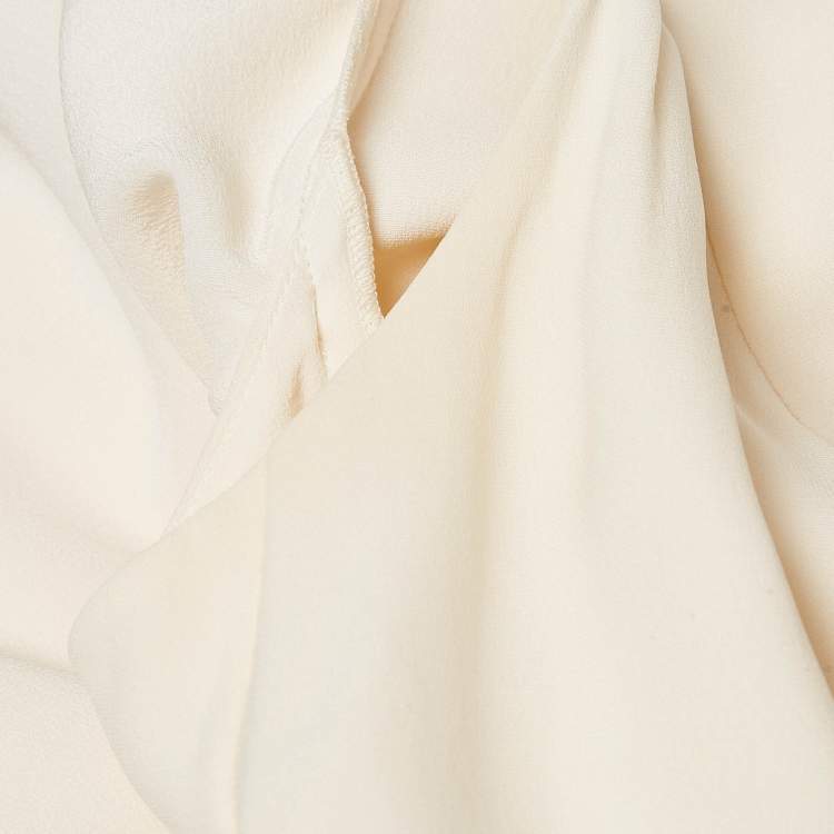 Pre Owned Louis Vuitton Cream Silk Flared Mini Dress M