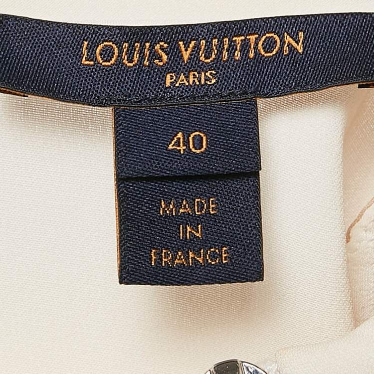 Pre Owned Louis Vuitton Cream Silk Flared Mini Dress M