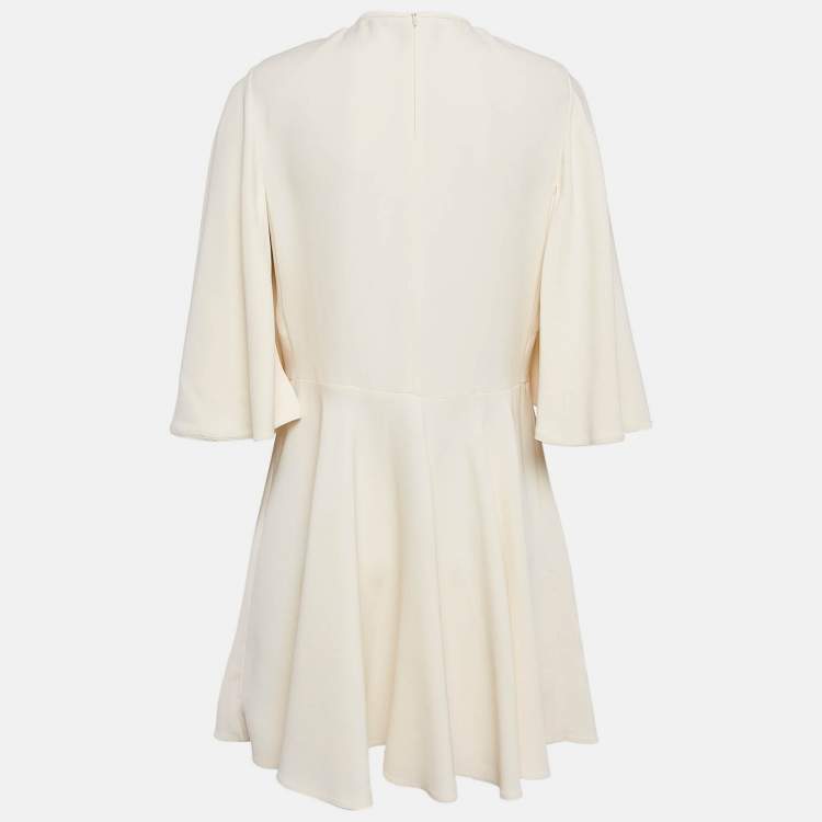 Pre Owned Louis Vuitton Cream Silk Flared Mini Dress M