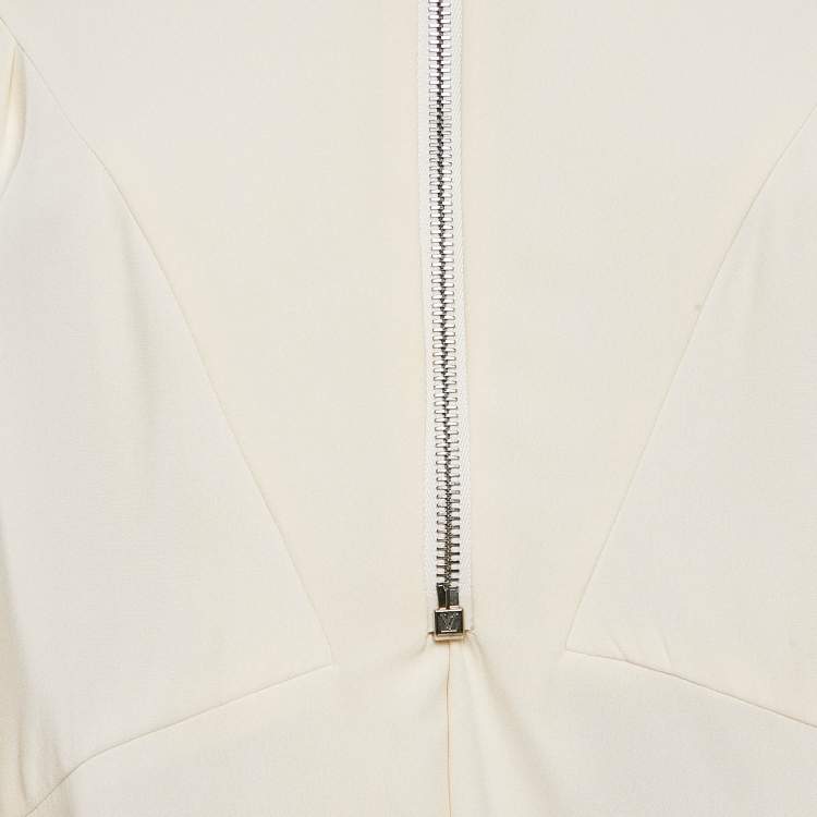 Pre Owned Louis Vuitton Cream Silk Flared Mini Dress M