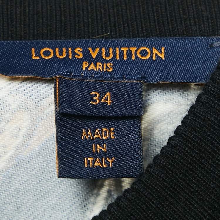 Pre Owned Louis Vuitton Navy Blue Chain Print Cotton Belted Mini Dress S