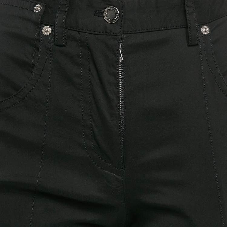 Pre Owned Louis Vuitton Black Crepe Ruffled Pants S
