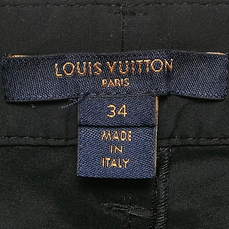 Pre Owned Louis Vuitton Black Crepe Ruffled Pants S