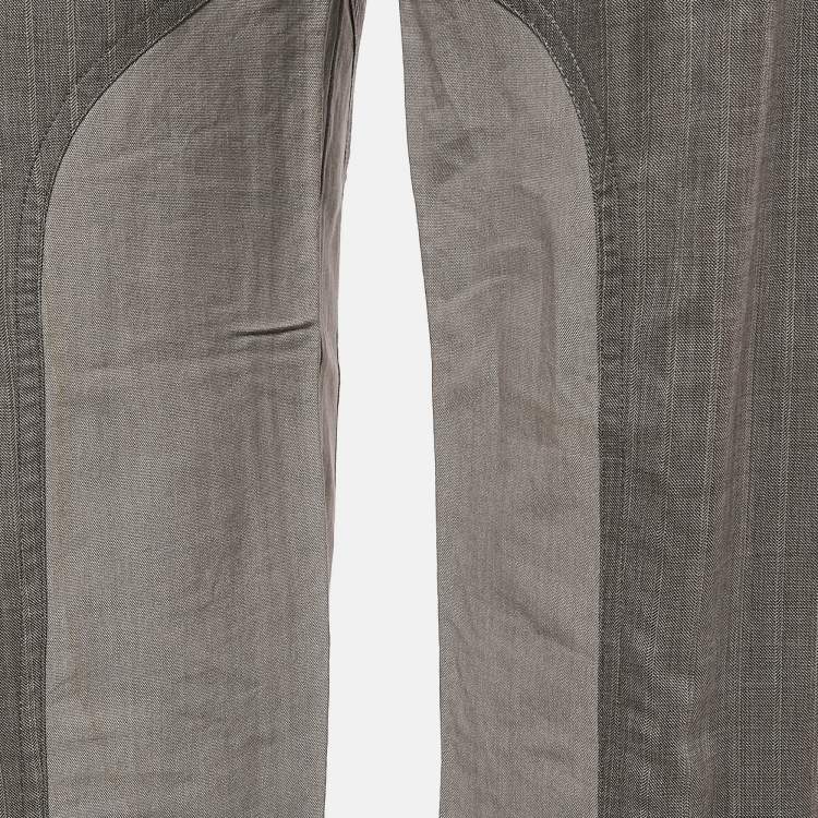 Pre Owned Louis Vuitton Grey Stripe Wool Blend Trousers L