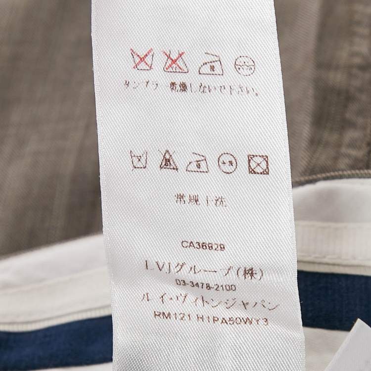 Pre Owned Louis Vuitton Grey Stripe Wool Blend Trousers L