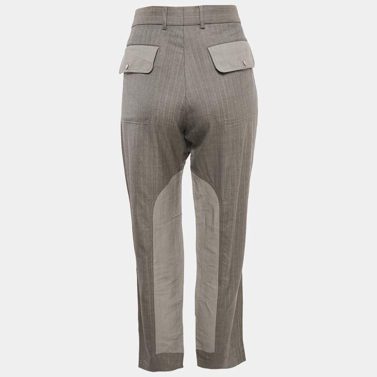 Pre Owned Louis Vuitton Grey Stripe Wool Blend Trousers L