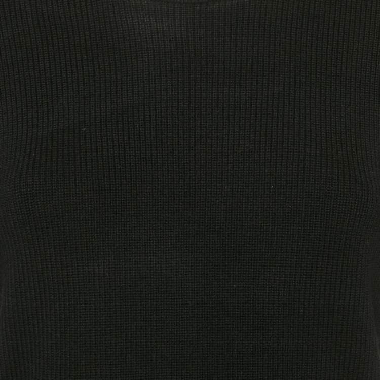 Pre Owned Louis Vuitton Black Rib Knit Crew Neck Sweater XL