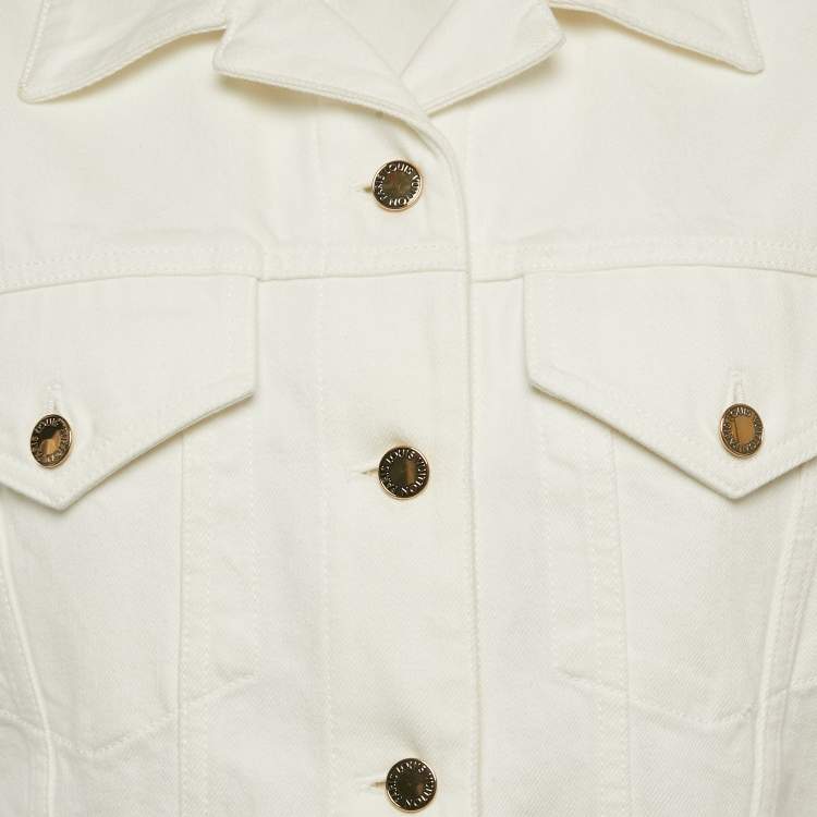 Pre Owned Louis Vuitton White Denim Crop Jacket M