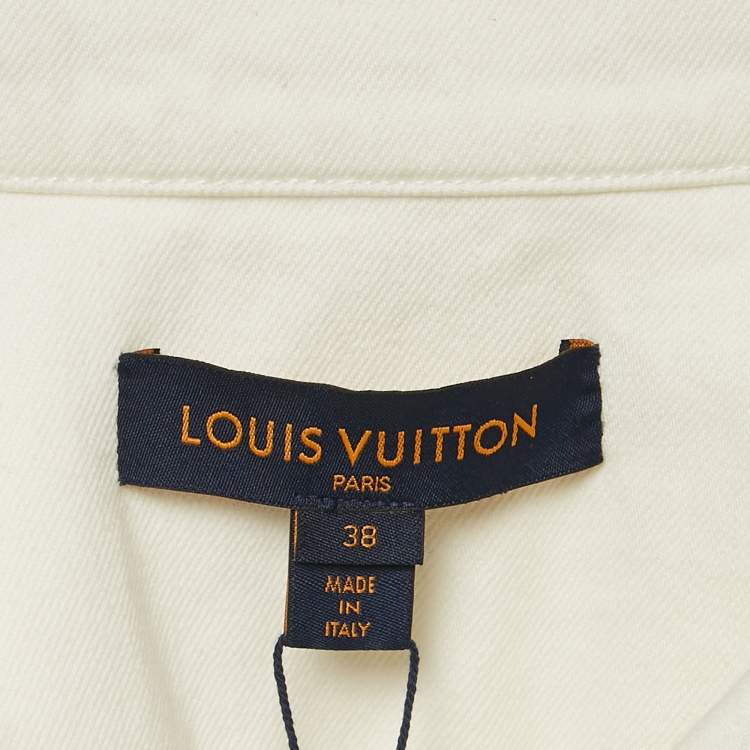 Pre Owned Louis Vuitton White Denim Crop Jacket M