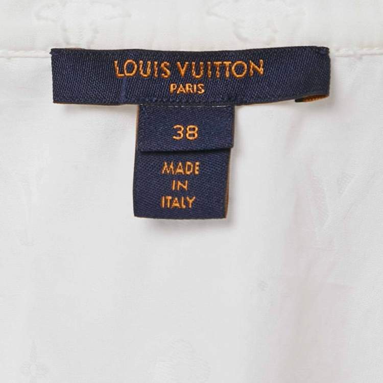 مملوكة مسبقًا Louis Vuitton White Fil Coupe Cotton Top M