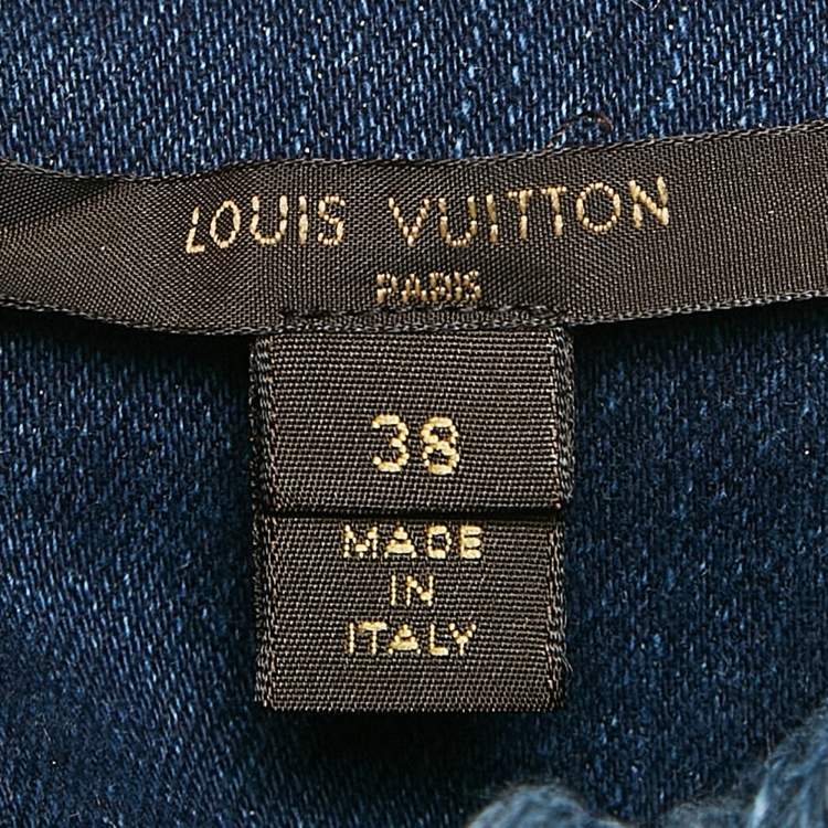 مملوكة مسبقًا Louis Vuitton Blue Denim Frayed Top and Jeans Set M