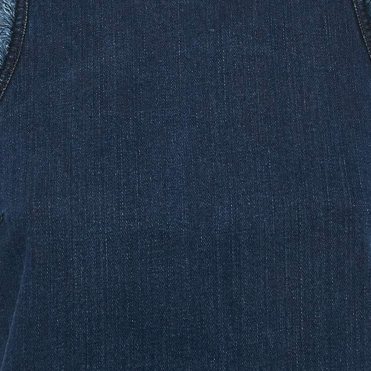 مملوكة مسبقًا Louis Vuitton Blue Denim Frayed Top and Jeans Set M