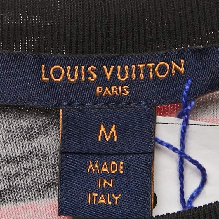 Pre Owned Louis Vuitton Black/Red Logo Checkered Jersey Cap Sleeve Top M