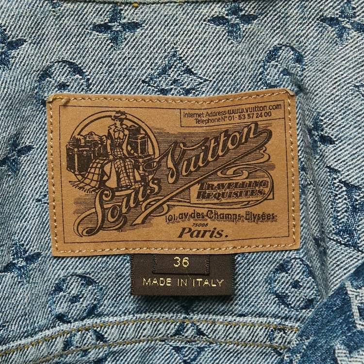 Pre Owned Louis Vuitton Blue Monogram Jacquard Denim Button Front Jacket S