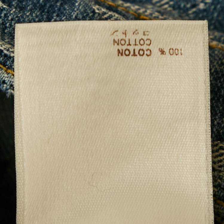 Pre Owned Louis Vuitton Blue Monogram Jacquard Denim Button Front Jacket S