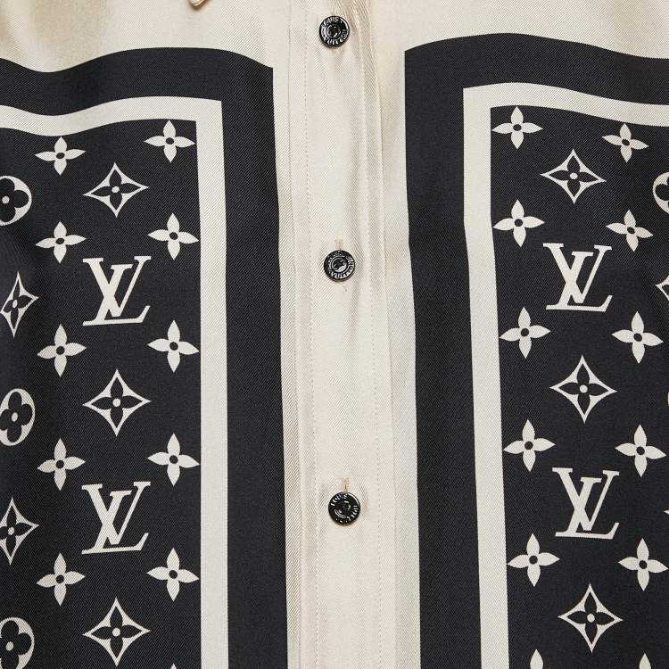 Pre Owned Louis Vuitton Black Monogram Print Silk Shirt and Shorts Set M