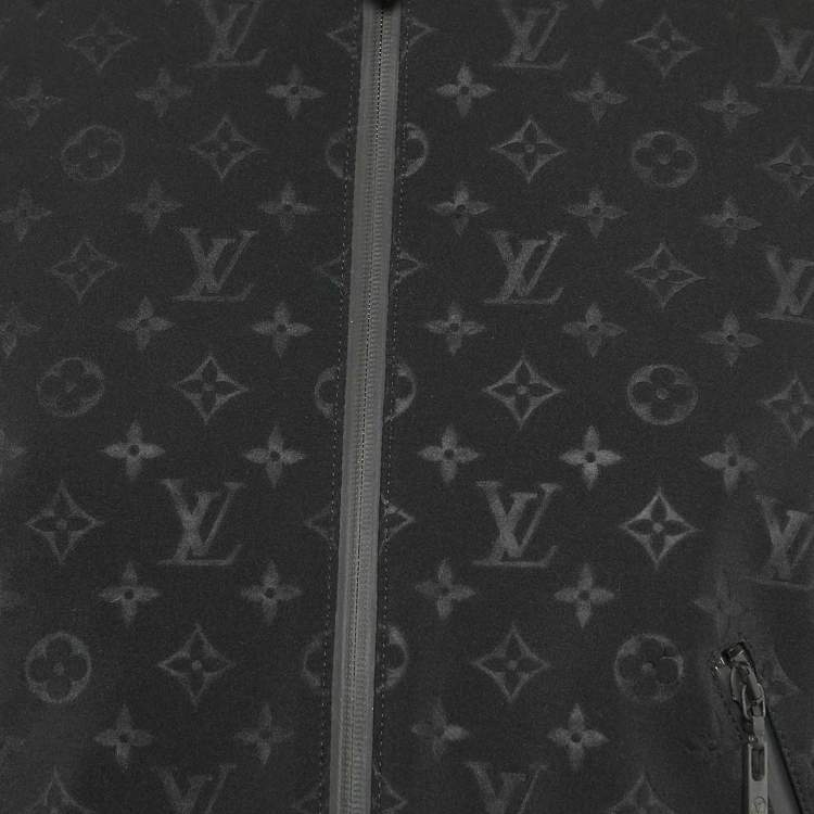 Pre Owned Louis Vuitton Black Logo Jacquard Knit Zip-Up Jacket S