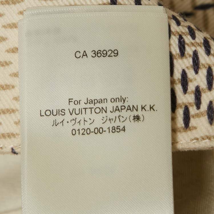 Pre Owned Louis Vuitton Cream Damier Azur Plaid Print Denim Jacket M