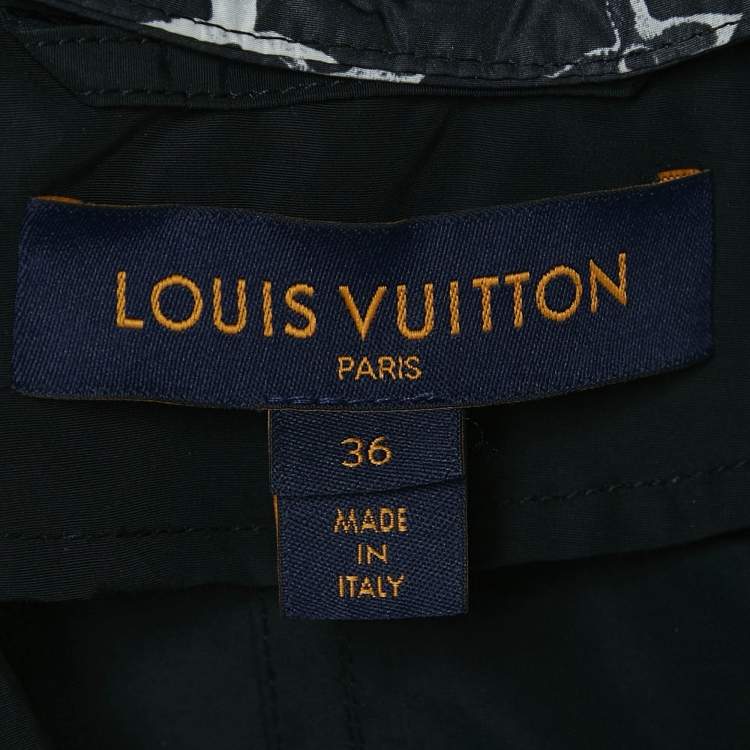 Pre Owned Louis Vuitton Black Nylon and Cotton Detachable Hoodie Button Front Jacket S