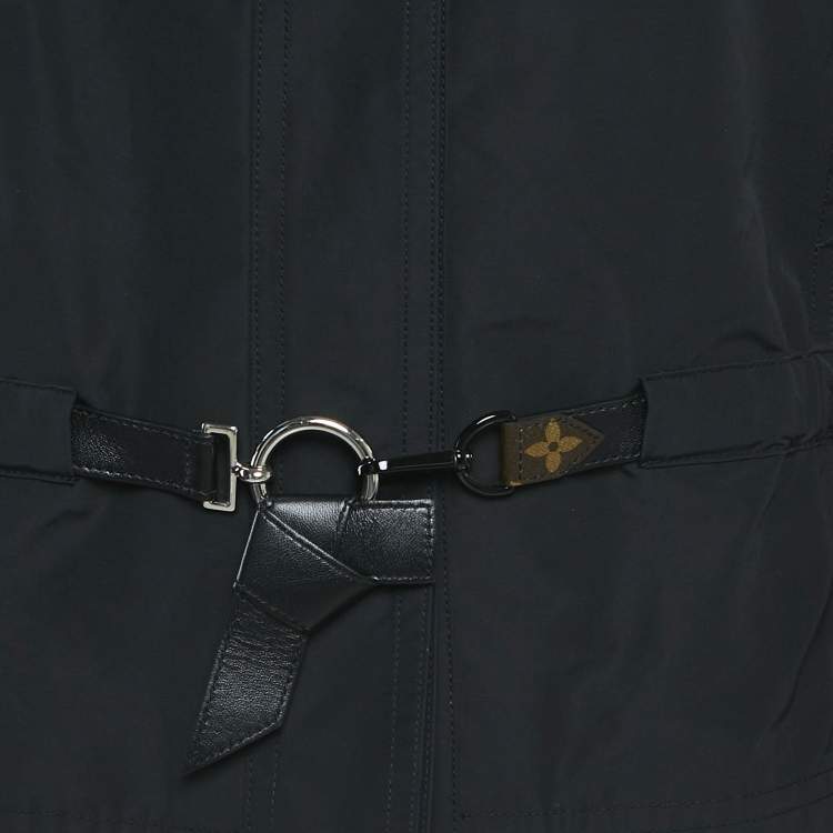 Pre Owned Louis Vuitton Black Nylon and Cotton Detachable Hoodie Button Front Jacket S