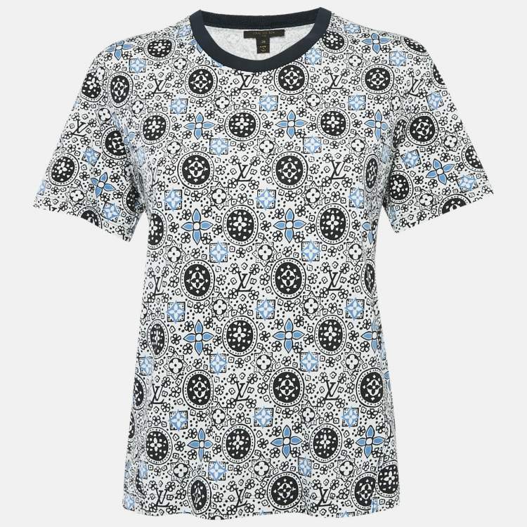 Pre Owned Louis Vuitton White/Multicolor Monogram Print Cotton Crew Neck T-Shirt M