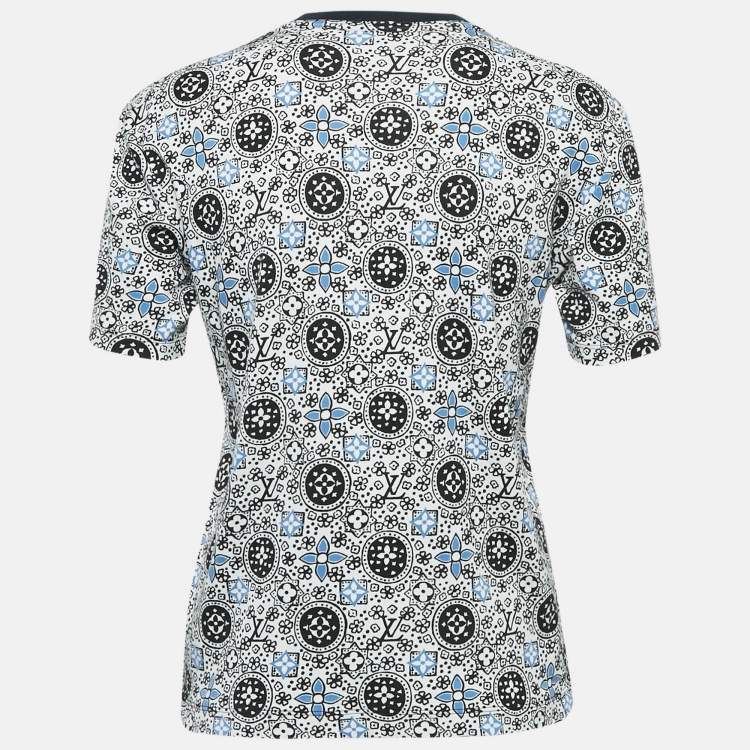 Pre Owned Louis Vuitton White/Multicolor Monogram Print Cotton Crew Neck T-Shirt M