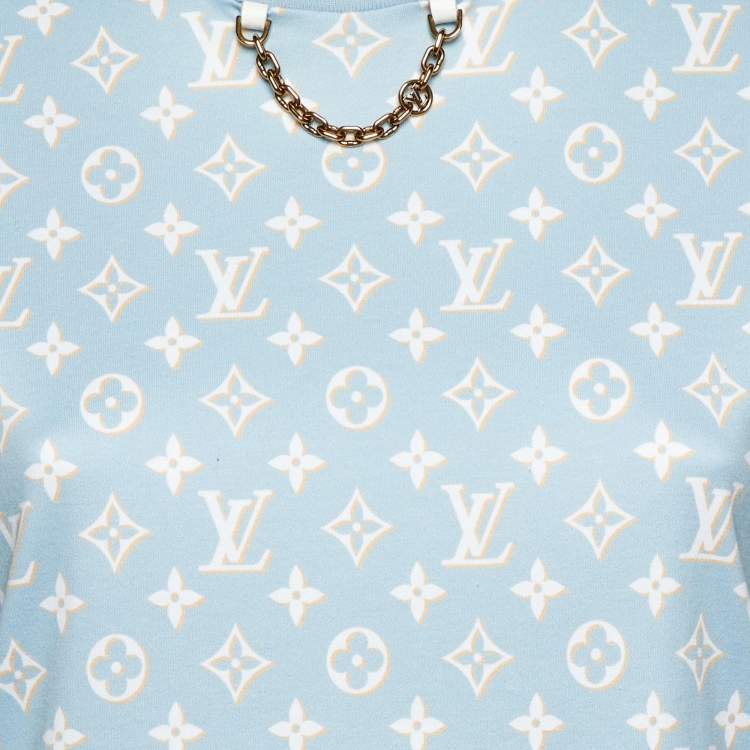 Pre Owned Louis Vuitton Multicolor Mix Monogram Cotton Chain Crew Neck T-Shirt XS