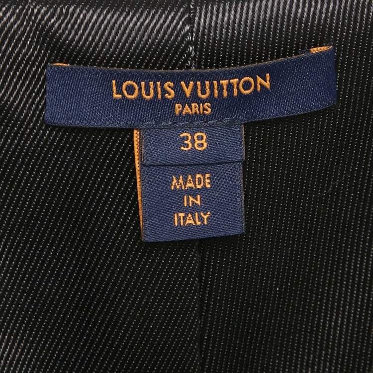 Pre Owned Louis Vuitton Grey Striped Wool High-Waist Wide Leg Trousers M