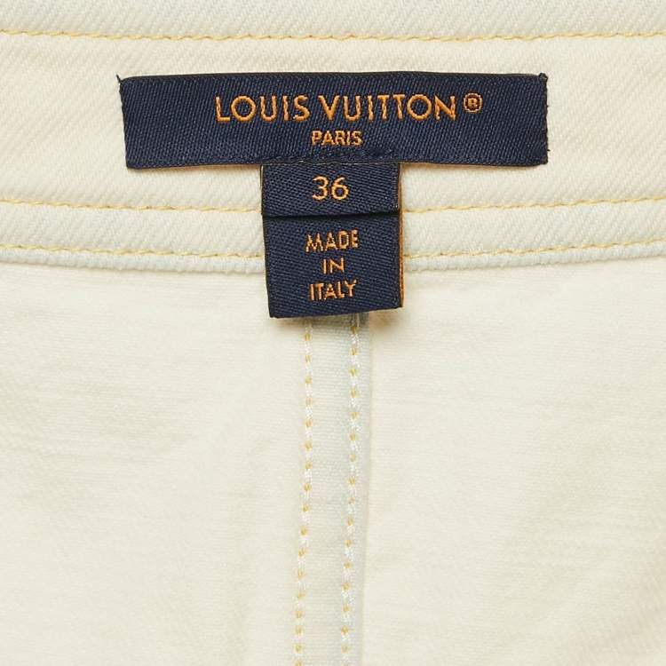 Pre Owned Louis Vuitton White Denim Mini Skirt S
