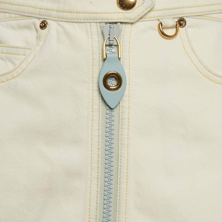Pre Owned Louis Vuitton White Denim Mini Skirt S