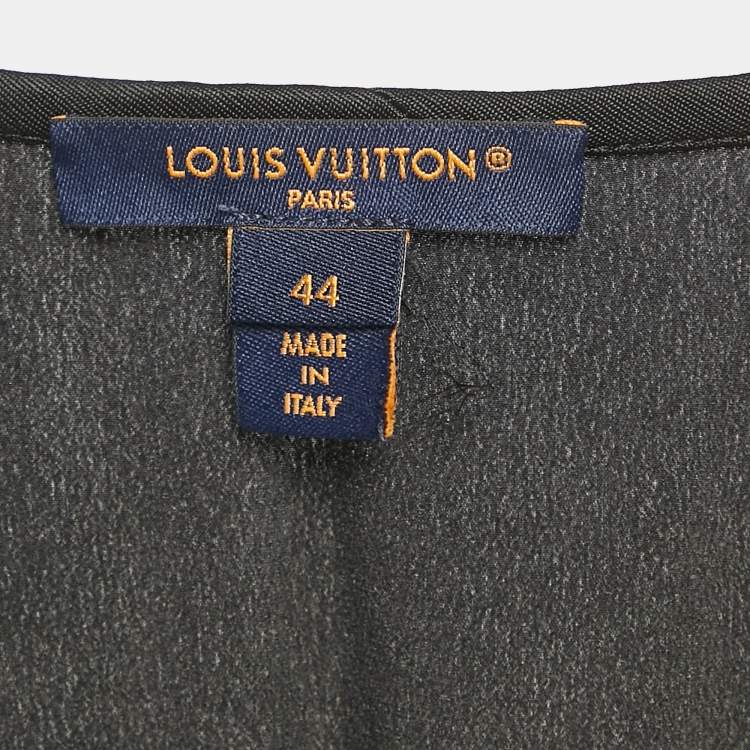Pre Owned Louis Vuitton Black Crepe Shirring Detail Tiered Short Dress L