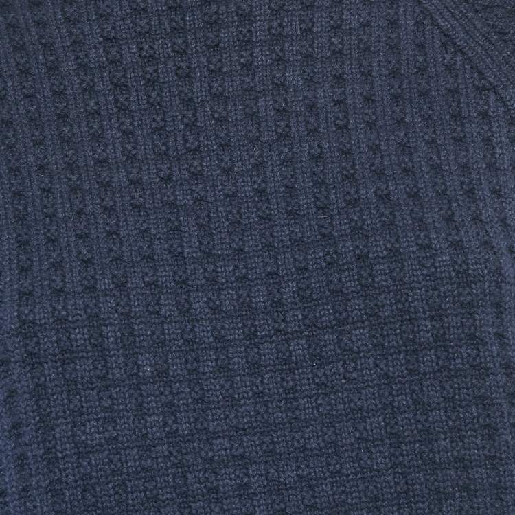 Pre Owned Louis Vuitton Navy Blue Waffle Knit Mini Dress XL