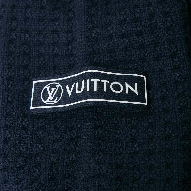 Pre Owned Louis Vuitton Navy Blue Waffle Knit Mini Dress XL