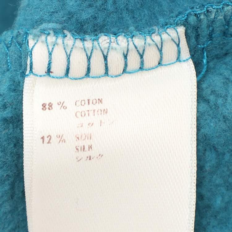 Pre Owned Louis Vuitton Teal Blue Cotton Bow Lock Charm Patch Pocket Fleece Sweater M