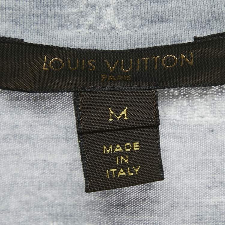 Pre Owned Louis Vuitton Grey Monogram Intarsia Jersey Polo T-Shirt M